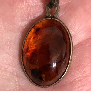 Estate Vintage Baltic Amber Pendant Sterling Silver
